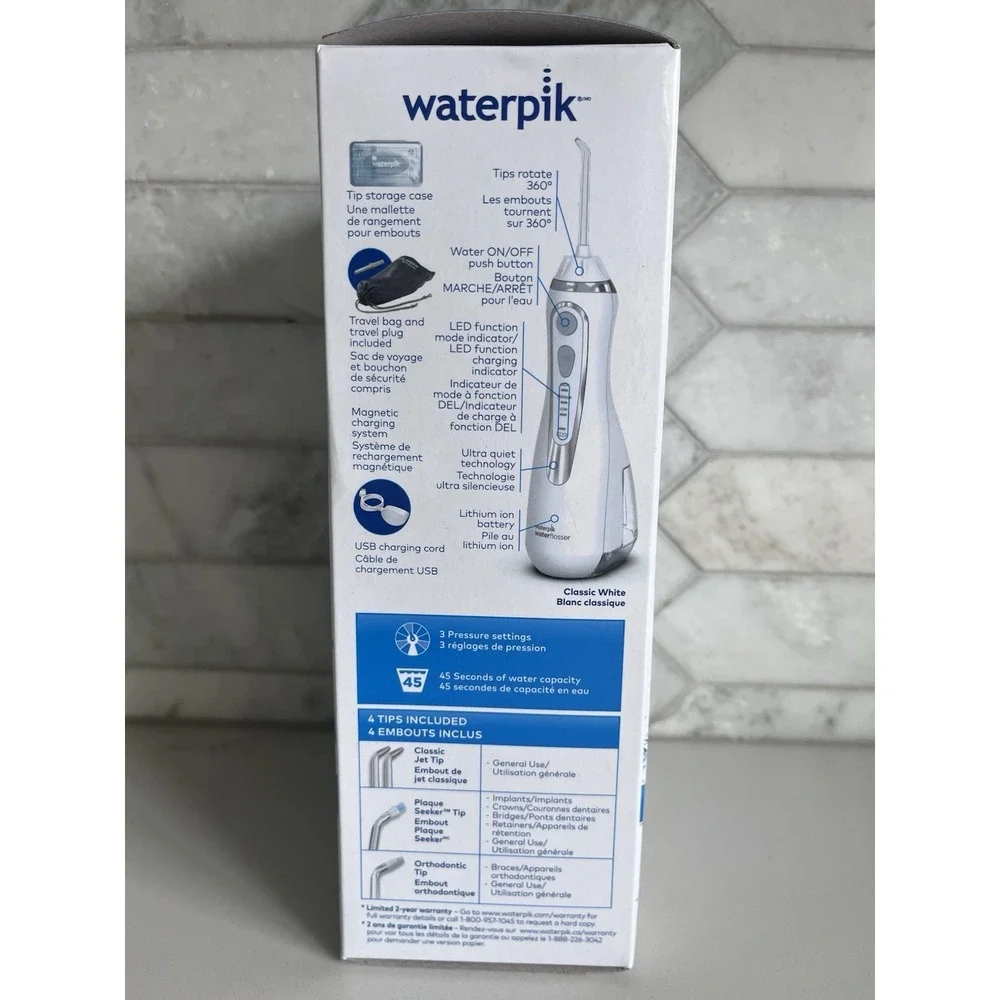 Waterpik Cordless Advanced 2.0 White Water Flosser For Teeth Gums Braces Dental